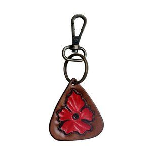 Myra Bag Crimson Flower Leather Key Chain NWT